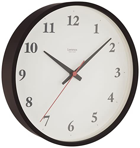 レムノス 掛け時計 電波 アナログ プライウッド 茶 天然色木地 Plywood clock LC22-02W BW Lemnos ブラウン 直径25.4?