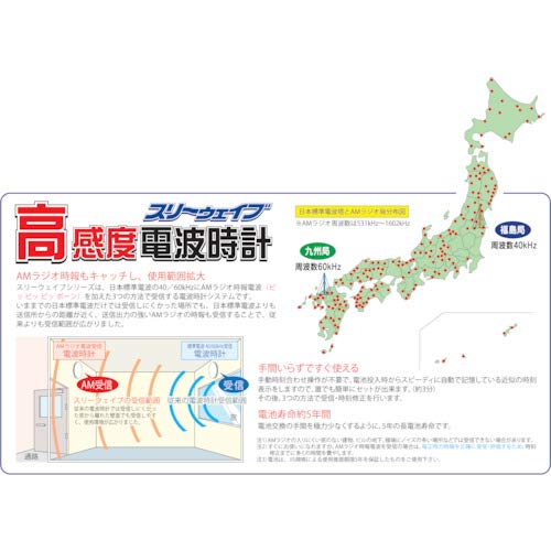 リズム CITIZEN シチズン 電波時計 掛け時計 広範囲受信モデル M853 見やすい フォント 静かな秒針 銀 4MY853-019 φ33.5×4.7cm