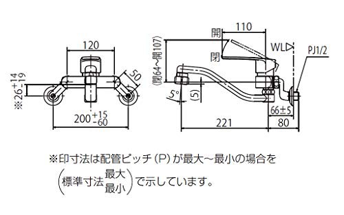 LIXIL(リクシル) INAX キッチン用 壁付 シングルレバー混合水栓 エコ