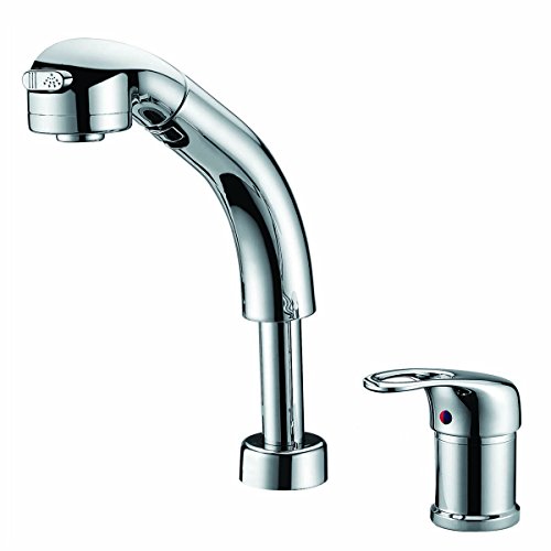 シングルレバー 混合栓 洗面台蛇口 混合水栓 キッチン用 台付き(2穴) ホース引き出し式 整流 シャワー切り替え可能 ナット式 KFPOY002-2B 13,200円