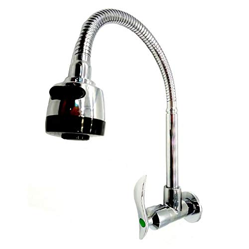 シャワー型 壁取付 壁取出し 単水栓 業務用 厨房用 蛇口 キッチン 洗い物用 自在 首振り レバー 5,100円