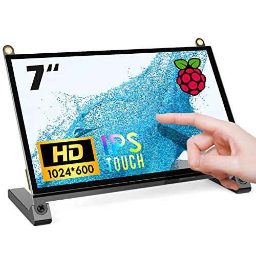 ROADOM 7インチ Raspberry Pi用タッチモニター IPS 1024X600 スピーカー内蔵 Raspberry Pi 4/3/2/1 Xbox PS4 Ubuntu Windows 7/8/10に適