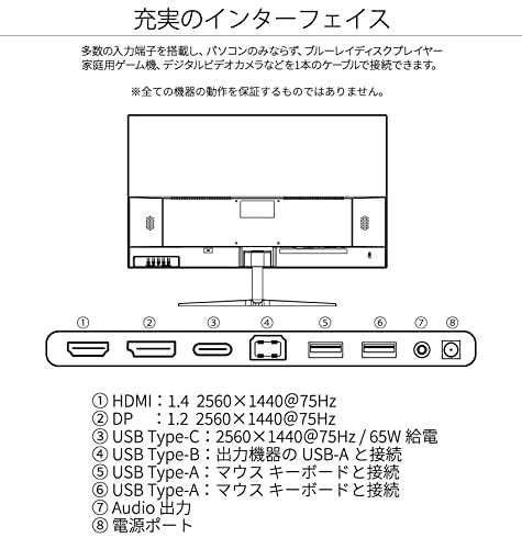 JAPANNEXT IPSパネル搭載27インチ WQHD解像度USB-C給電対応液晶モニターJN-IPS27WQHDR-C65W HDMI DP USB-C(65W給電) KVM機能