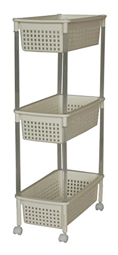 平和工業 キッチンワゴン バスケットワゴン スリム 3段 アイボリーの通販は 5,035円