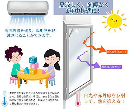 KTJ 窓断熱シート マジックミラー 目隠し フィルム ガラス透明断熱フィルム 建築建物ガラスフィルム 目隠しフィルム 窓のサングラス省エネフィルム  めかくしシート 窓フィルム マジックミラー 紫外線カット 飛散防止 ミラー (60cm×の通販はau PAY マーケット - shopashito  ...