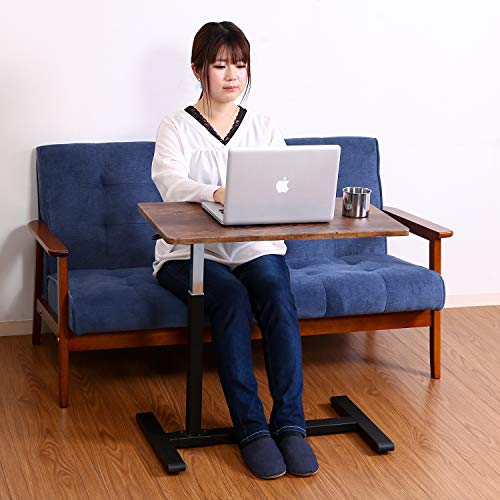 不二貿易 昇降テーブル ソファテーブル 高さ55cmから75cm ブラウン ガス式 キャスター付き ナビア 14656 不二貿易 昇降テーブル ソファテーブル 高さ55cmから75cm ブラウン