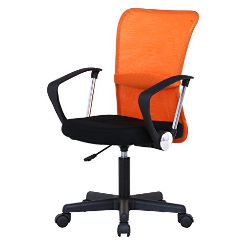 不二貿易 メッシュバックチェア ハンター 肘付き オレンジ 90872