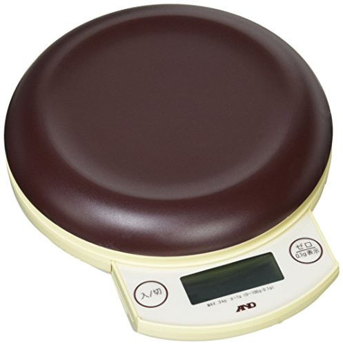 A&D デジタルホームスケール 3kg ブラウン UH-3203-BR ≪ひょう量:3000g 最小表示:0.1g(0.5~100g)/1g(2~3000g)≫