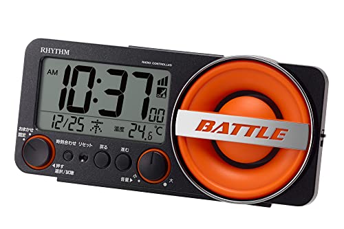 リズム(RHYTHM) 目覚まし時計 電波時計 大音量 1,000パターン 電子音 アラーム バックライト付き デジタル 8RZ230SR02 ブラック :8.5×18.4×5.8cm