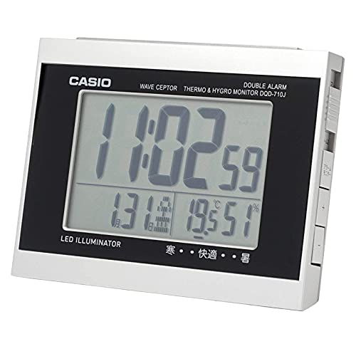 CASIO(カシオ) 目覚まし時計 電波 シルバー デジタル ダブルアラーム 温度 湿度 カレンダー 表示 DQD-710J-8JFの通販は 4,770円