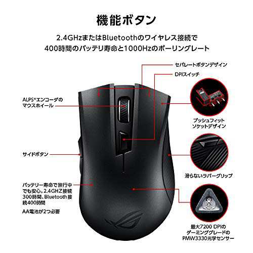 Asus ゲーミングマウス P508 Rog Strix Carry Bluetooth Rog専用switch Socket Dual 2 4ghz 0 Dpi Sensor の通販はau Pay マーケット Rumble