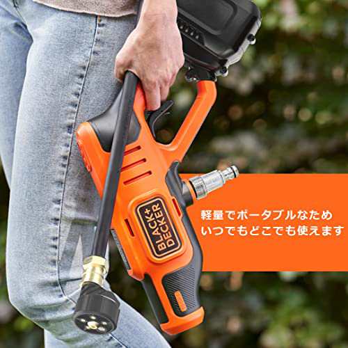 ブラックアンドデッカー 高圧 ハンディウォッシャー 5in1ノズル DIY 電動工具 エア工具 高圧洗浄機 自動車 バイク 洗浄 18V 2.0Ah  BCPC18