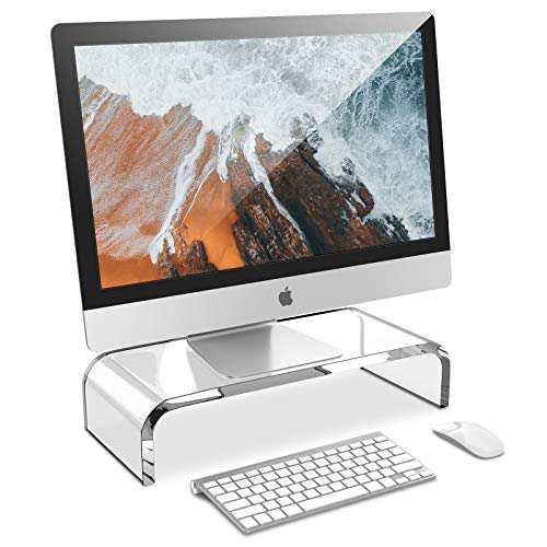 AboveTEK モニター台 机上台 アクリル imac スタンド,クリア モニタスタンド ノートパソコンスタンド  幅51.8×奥行20.3×高さ8.9cm 透明｜au PAY マーケット