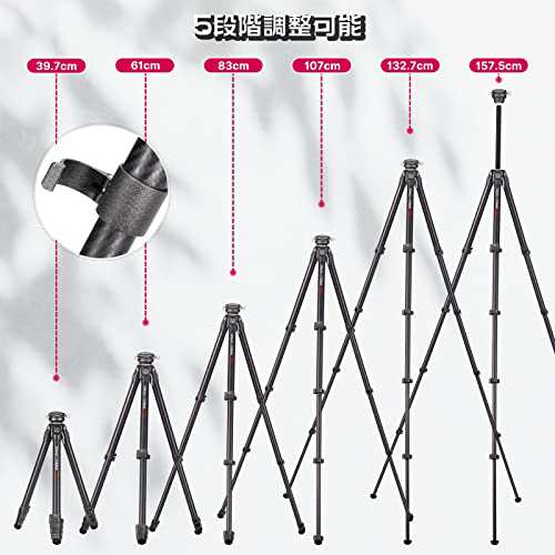 Ulanzi ZERO Y 三脚 カーボン三脚 3Way雲台 カメラ三脚 ５段階伸縮