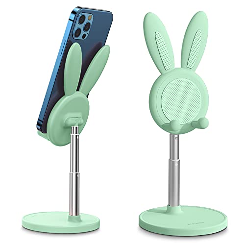 スマホスタンド 卓上 スタンド かわいいうさぎ ホルダー 高度調整可能 スマホ スタンド と互換性がありま For iPhone/ipad/Kindle/Nintendo Switchなど (緑)