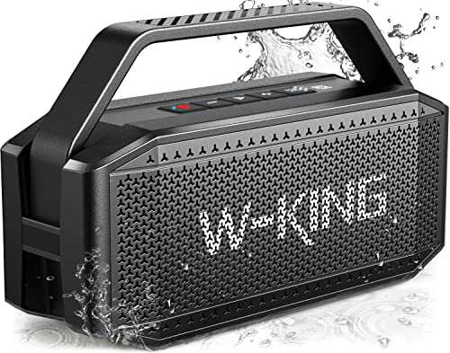 Bluetoothスピーカー、W-KING 60W RMS（80Wピーク）ディープバス付きポータブルスピーカー、IPX6防水屋外スピーカー、Bluetooth 5.0、Tru