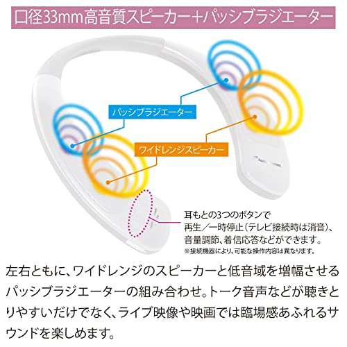 オーム電機 AudioComm Bluetoothワイヤレスネックスピーカー ホワイト