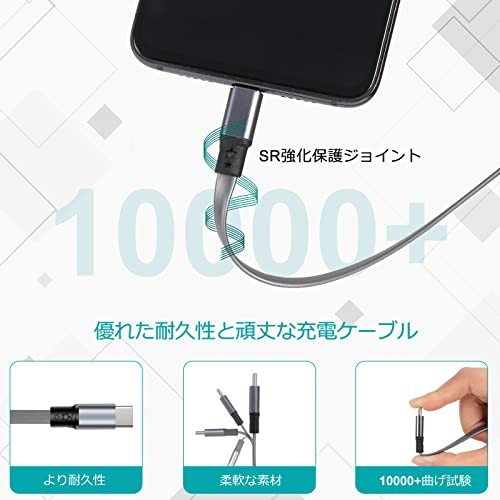 2本セット/1M】SDBAUX USB Type Cケーブル 巻き取り充電ケーブル USB C