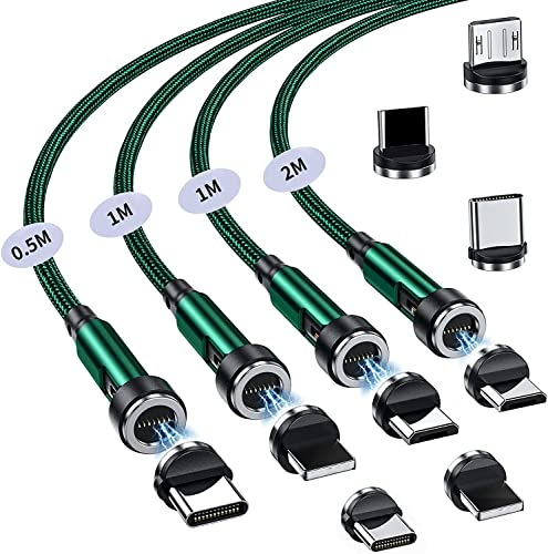 マグネット 充電ケーブル 7ピン 3A急速充電+データ通信 For Phone Type-C 充電ケーブル 3in1 充電コード 【9個端子+ 4本セット】 540度回転 0.5M+1M+1M+2M 磁石 Type-C + Liting の通販は 5,800円