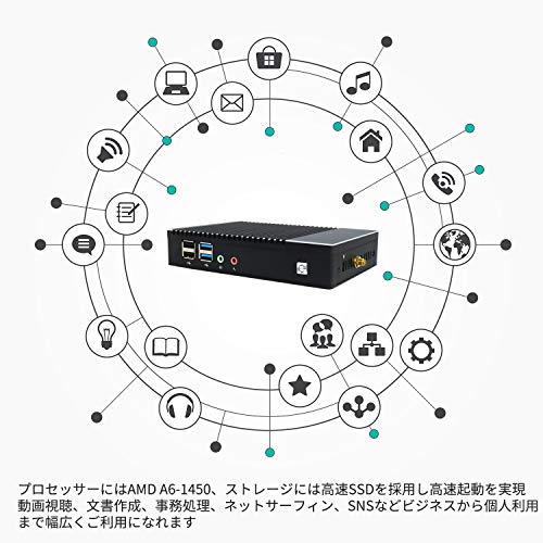 Skynew 小型パソコン ミニPC 静音 M2S 低電力 AMD A6-1450