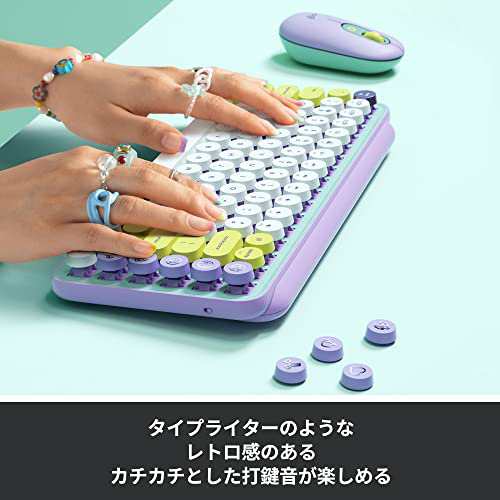 ロジクール POP KEYS K730PL メカニカル ワイヤレス キーボード パープル 日本語配列 メカニカルキーボード ワイヤレスキーボード  blueto