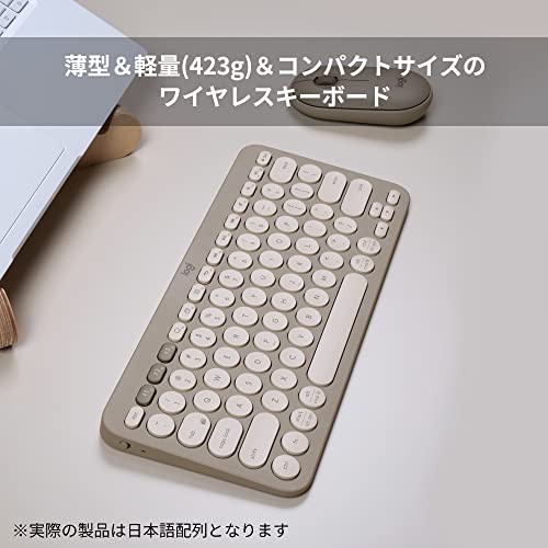 Logicool ワイヤレスキーボード 無線 薄型 小型 K380GY グレージュ