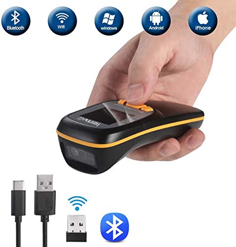 LENVII R777 バーコードスキャナー 1次元 2次元 バーコードリーダー USB有線/無線 2.4G Bluetooth ワイヤレス qrコードリーダー 図書館 店舗 物流 倉庫などに適用（ブラック）