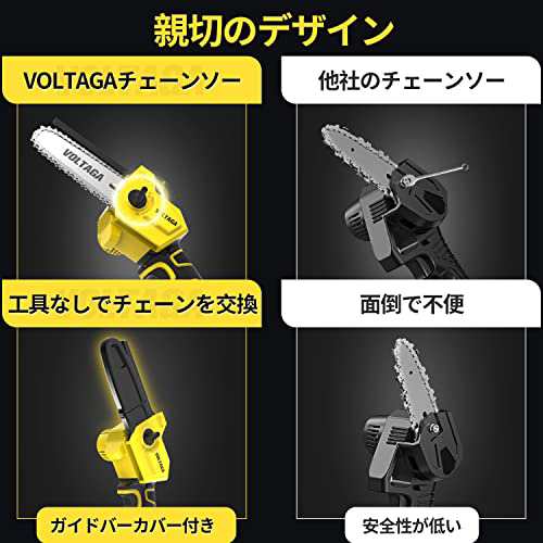 VOLTAGA チェーンソー 充電式 電動チェーンソー 小型チェーンソー 20V