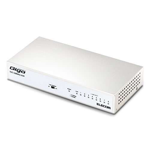 エレコム スイッチングハブ ギガビット 8ポート 金属筐体 マグネット付 電源内蔵 ホワイト EHC-G08MN2-HJW  の通販は 6,900円
