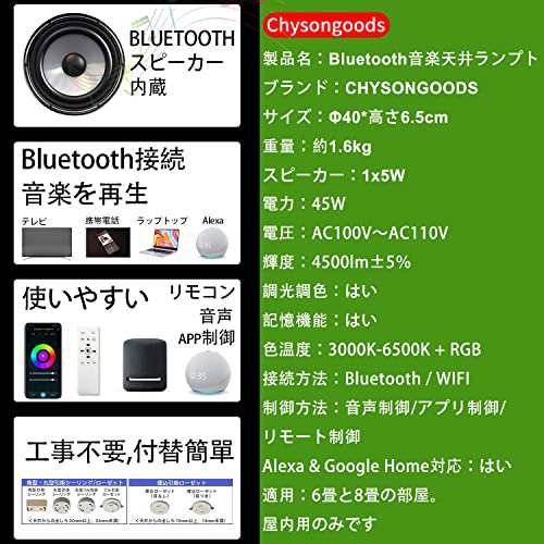 CHYSONGOODS シーリングライト Google Home Alexa 対応 内蔵の