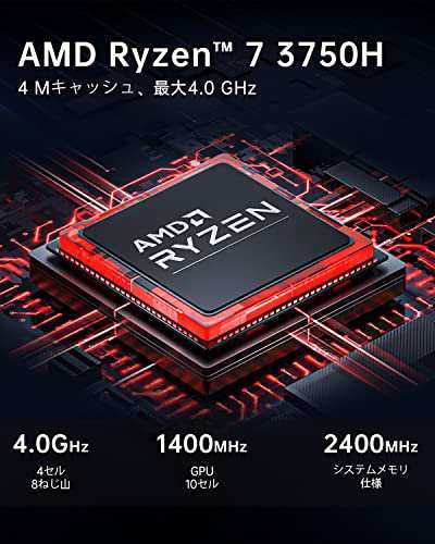 ミニPC AMD Ryzen 7 3750H、16GB DDR4 RAM + 512GB NVMe SSDおよび