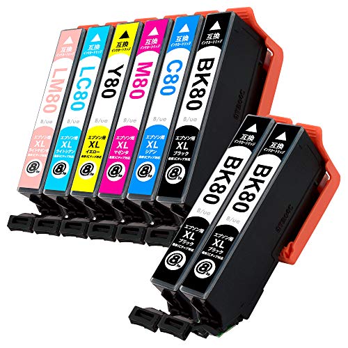 IC6CL80L トウモロコシ【 6色 +BK2本 合計8本 増量タイプ 】 B/ue製互換インクカートリッジ 新タイプQR説明書 残量表示　ICチップあり　【購入から1年保証サービス】　EPSON対応機種：EP-707A EP-708A