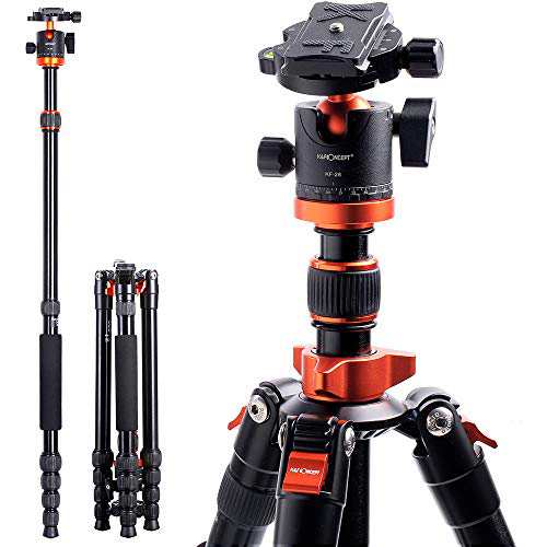 K&F Concept カメラ三脚 一眼レフ 171cm 5段階伸縮 三脚 一脚 自由雲台 360度回転 軽量 アルミ コンパクト収納 クイックシュー 式 デジタルカメラ ミラーレス に対応 ナットロック式 トラベル 野外 運動会 撮影用の通販は