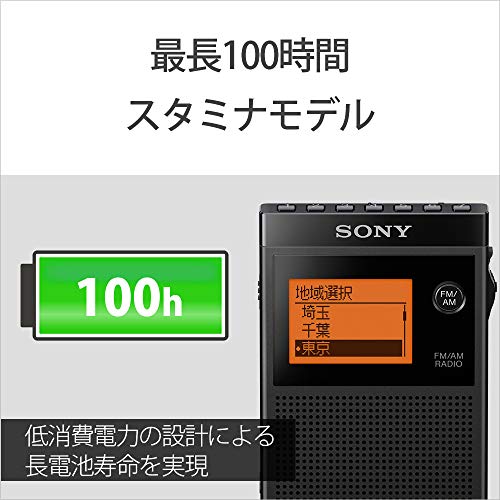 ソニー PLLシンセサイザーラジオ FM/AM/ワイドFM対応 片耳巻取り 名刺