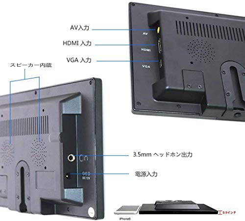 BEYI 10.1インチ液晶 小型 IPSモニター、 超薄 1024×600車載ディスプレイ、  AV/VGA/HDMI入力、内蔵スピーカー、携帯用のTFT LCD CCTVビ