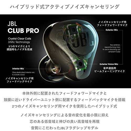 JBL CLUB PRO+ TWS 完全ワイヤレスイヤホン ハイブリッド ノイズキャンセリング/IPX4/Bluetooth対応/ワイヤレス充電