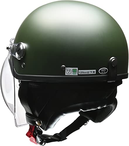 リード工業バブルシールド付きハーフヘルメットマットグリーン リード
