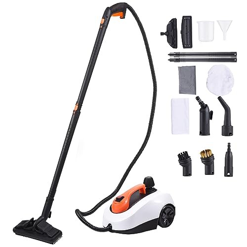 1800W スチームクリーナー 14 個のアクセサリー付き 多目的家庭用電気スチーマー ポータブル 1.6L 容量 5 バー 高耐久ローリング洗浄機 床窓カーペット室内装飾用 カーディテールの通販は