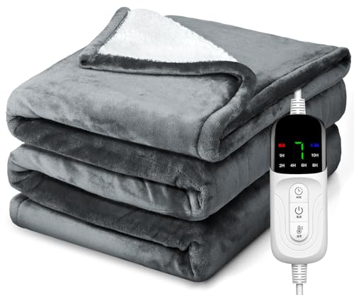 電気毛布 掛け敷き兼用 188×130cm大きいサイズ＆フランネル＋綿電気ブランケット 電気ひざ掛け 3分速暖 恒温加熱 ダニ退治 7段階温度調整 6段階切タイマー ふわふわ 暖房器具 省エネ 自動電源オフ 過熱保護 丸洗い可 厚手生地