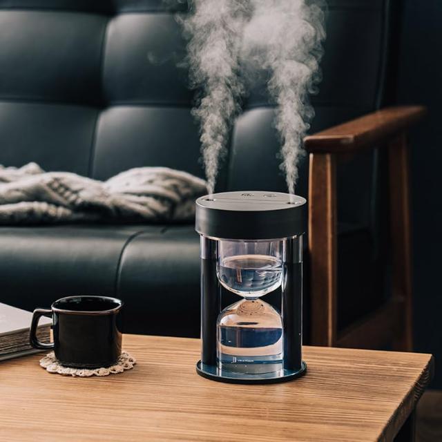 Life on Products 砂時計型コードレス加湿器 チャコール 自動調節 ナチュラル 卓上 抗菌 癒し リラックス おしゃれ インテリア ライト機能付 LCAHF003