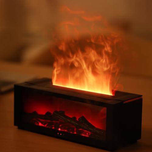 暖炉型 アロマオイル対応 加湿器 たき火 アロマディフューザー 空焚き防止機能 USBType-C給電 (ブラック)