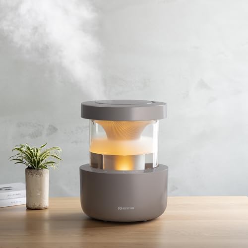 リズム(RHYTHM) 加湿器 超音波式 2024 お手入れ簡単 タンク乾燥機能 付きグッドデザイン賞 10畳対応 タンク容量 2.2L タンク取外し可能 [MIST 350] ウォームグレー 9YYA29RH84
