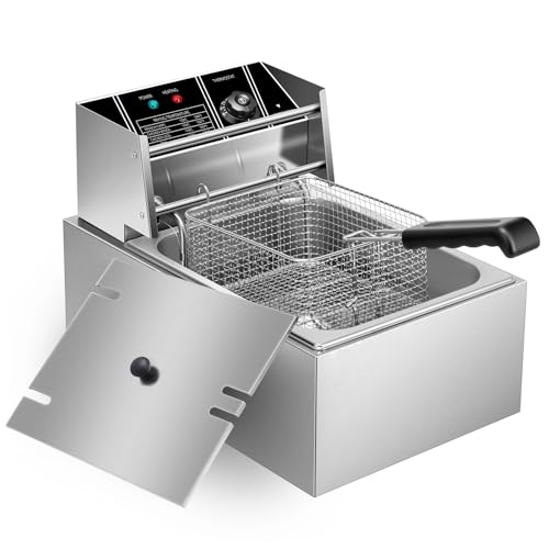 SEASAND 電気フライヤー 6L 業務用 家庭用 卓上フライヤー 揚げ物器 ミニフライヤー 温度調節 省エネ ステンレス鋼