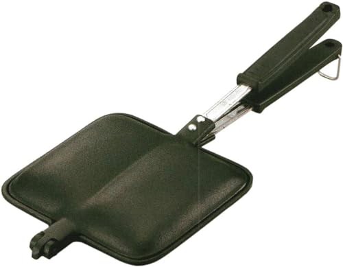 岩鋳(Iwachu) 直火式ホットサンドメーカー 黒 本体サイズ(cm):37.5×16×(H)4.5 内径(cm):14.5×12.5 24031の通販は