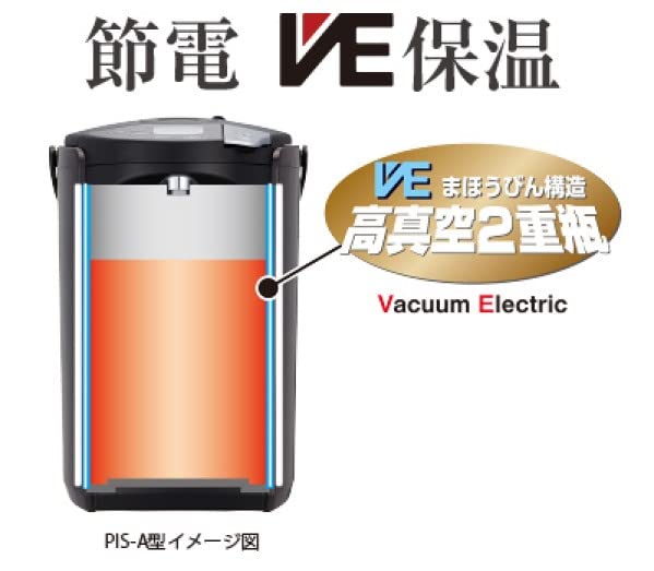タイガー魔法瓶(TIGER) 電気ポット 蒸気レス VE 電気 まほうびん とく子さん 3.0L ブラウン PIS-A301-T
