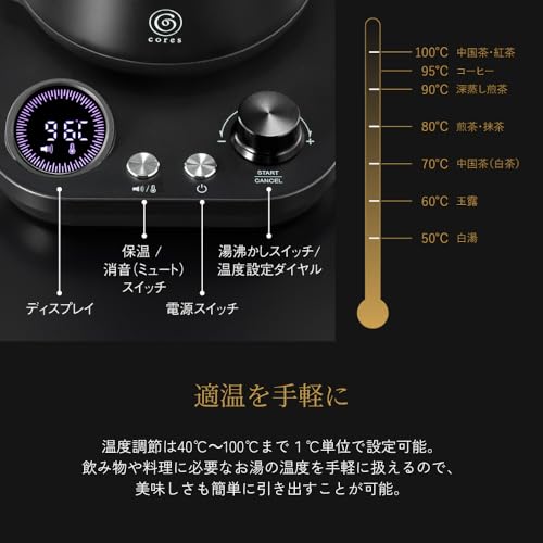 cores 電気ケトル フリータイムケトル 0.8L C380