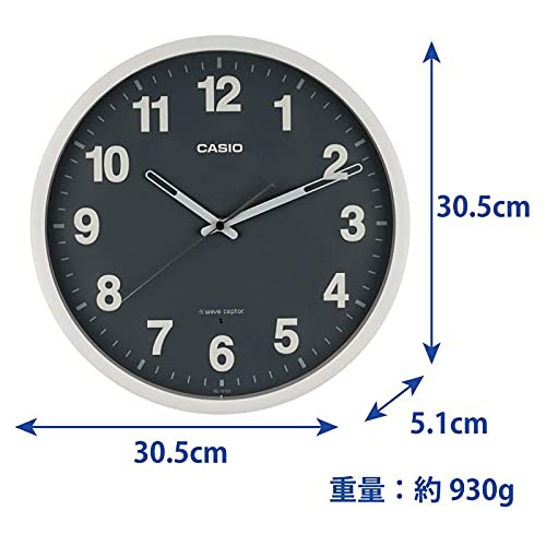 CASIO(カシオ) 掛け時計 電波 グレー 直径30.5cm アナログ 夜間秒針 ...