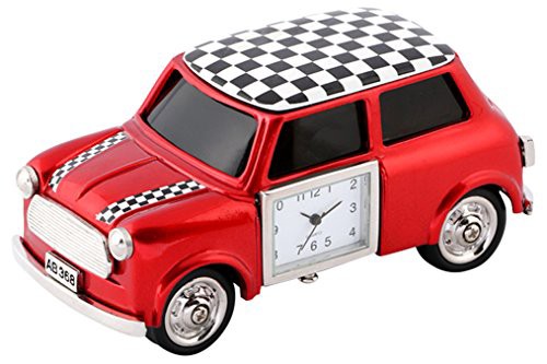 ミニチュアクロックコレクション（MiniatureClockCollection）ミニチュア置時計 車 チェック 白黒 レッド 赤 C3267-BKWH