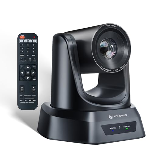 TONGVEO web会議カメラ 10倍光学ズーム HDMI USB PTZ会議室カメラ 1080P 238万画素 60fps 左右350°回転 OBS Youtube Skype Zoom Facetime用 リモコン付き 三脚取付可能