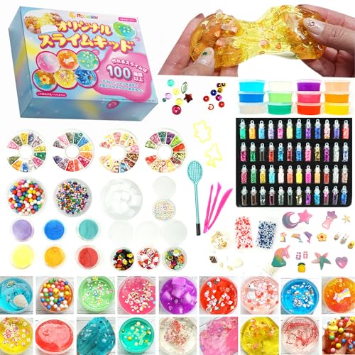 moonsray スライム スライムキット オリジナル ギフト包装あり 水晶粘土 日本のブランド DIY 手作り おもちゃ 知育玩具 セット ねんど 金魚鉢ビーズ プレゼント slime kit 子ども 大量アイテム パーツ